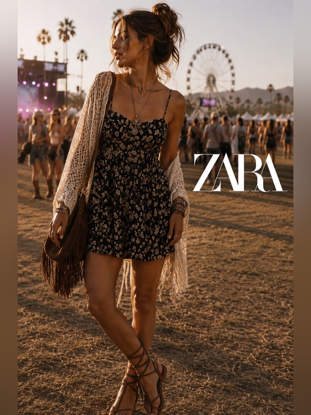 Zara Floral Babydoll Romper Mini Women’s S Boho Festival Coastal Cowgirl Indie G